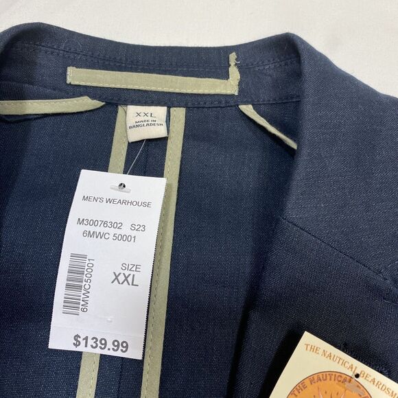 Joseph Abboud Linen Blazer Mens 2XL Blue Preppy American Modern Fit Unstructured - Picture 3 of 10